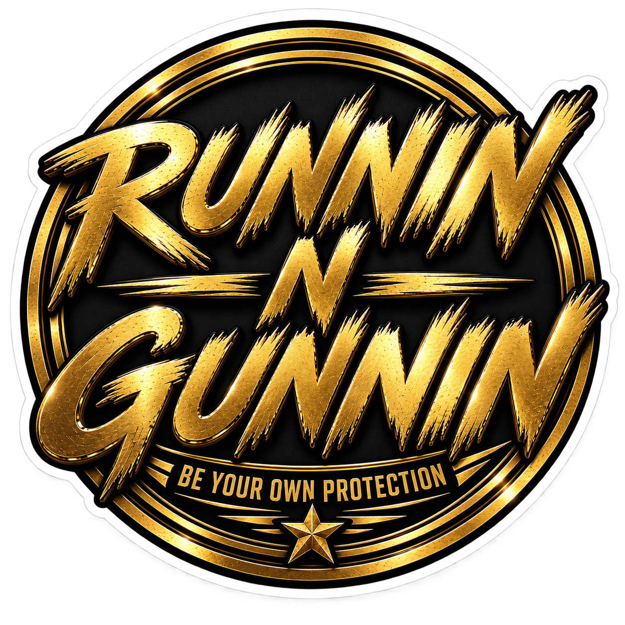 Runnin N Gunnin logo sticker